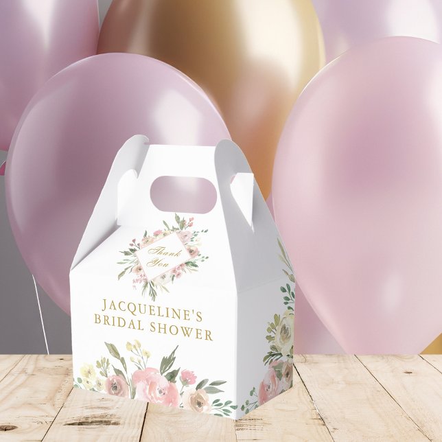Elegant Pink Gold Floral Garden Bridal Shower Favor Boxes (Creator Uploaded)