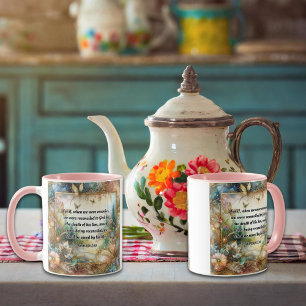 Elegant Pink Gold Floral Romans Scripture Art Mug