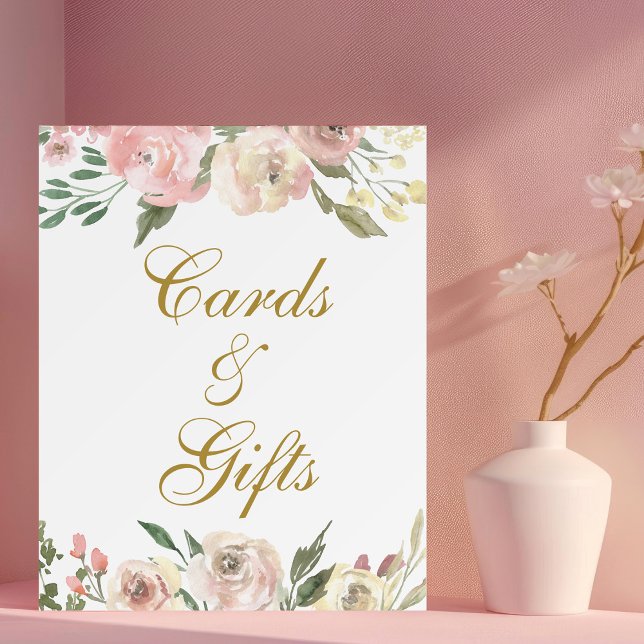 Elegant Pink Gold Floral Wedding Cards & Gifts Foam Board (Creator Uploaded)