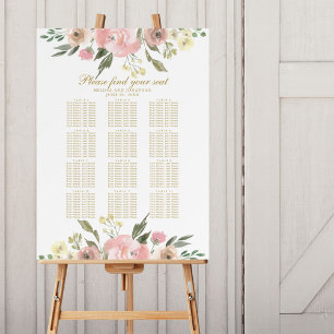 Elegant Pink Gold Floral Wedding Seating Chart Foam Board