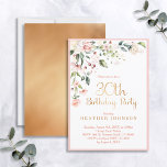 Elegant Pink & Gold Floral Woman's 30th Birthday Invitation<br><div class="desc">Modern,  elegant woman's 30th birthday party invitation featuring a beautiful pink watercolor floral motif in the top corner,  with "30th Birthday Party" and the back of the card in faux matte gold foil,  and the name in matching gold colored text. Bordered in pink. Copyright Elegant Invites,  all rights reserved.</div>