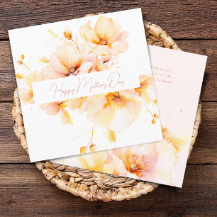 Elegant Pink Gold Flowers Mother's Day Holiday Card