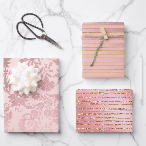 Elegant Pink Gold Glam Luxury  Wrapping Paper Sheets