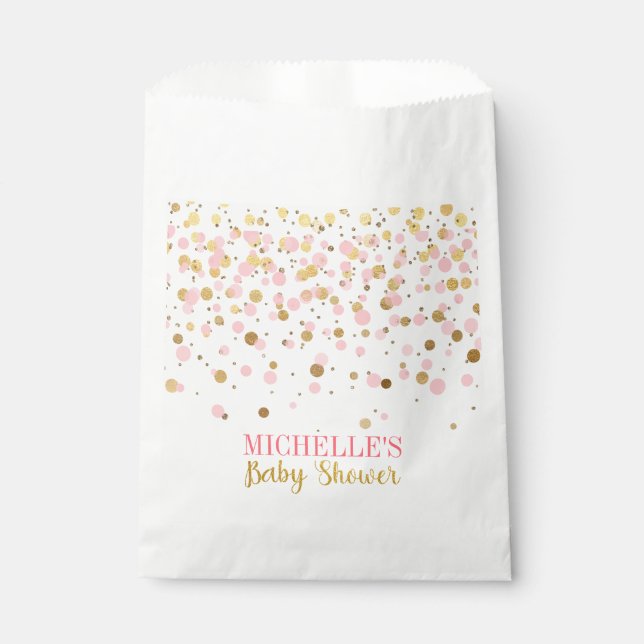 Elegant Pink Gold Glitter Confetti Baby Shower Favor Bag (Front)