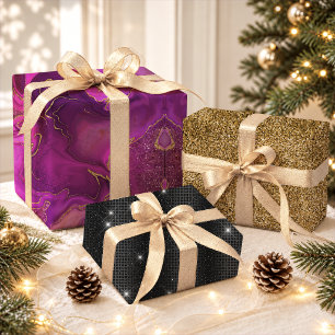 Elegant Pink Gold Glitter Marble Art Wrapping Paper Sheets
