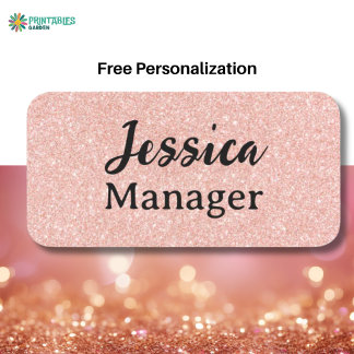 Elegant Pink Gold Glitter Salon Employee Badge