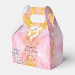 Elegant Pink Gold Glitter Sparkle Favor Boxes