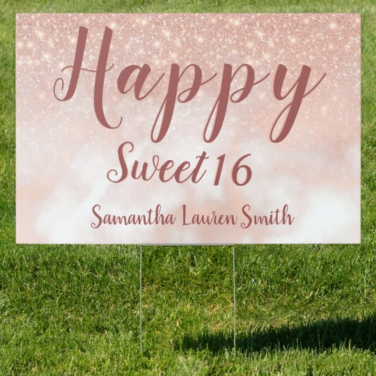 elegant-pink-gold-happy-sweet-16-yard-sign-zazzle