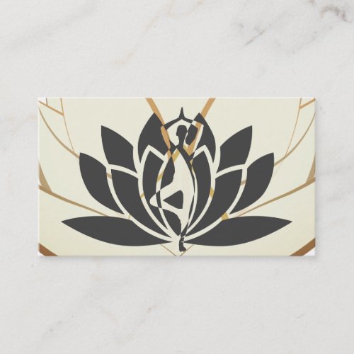 Elegant Pink  Gold Lotus Flower Logo Yoga Business Card