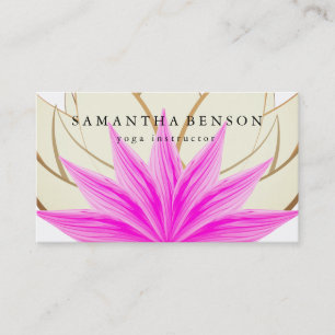 Elegant Pink & Gold Lotus Flower Logo Yoga Business Card