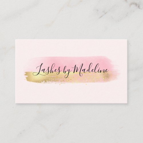 Elegant Pink Gold Makeup Beauty Lash Nail Salon Business Card