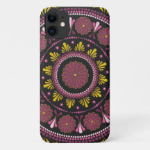 Elegant Pink Gold Mandala, Boho Zen Dot Art Flower