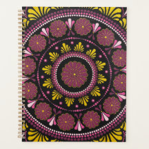 Elegant Pink Gold Mandala, Boho Zen Dot Art Flower