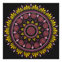 Elegant Pink Gold Mandala, Boho Zen Dot Art Flower
