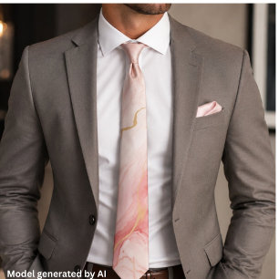 Elegant Pink Gold Marble Neck Tie