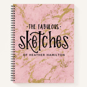 Elegant Pink Gold Marble Sketchbook Notebook
