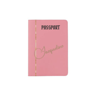 Elegant Pink & Gold & Name or Monogram   Passport Holder