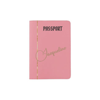 Elegant Pink & Gold & Name or Monogram   Passport Holder