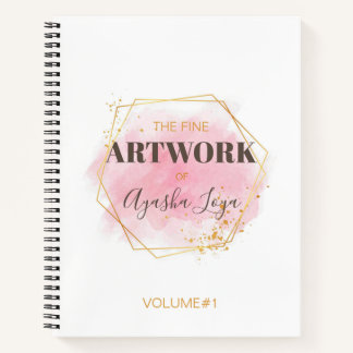 Elegant Pink Gold Personalized Artist Sketchbook  Notebook