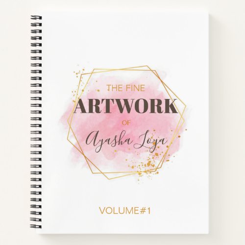 Elegant Pink Gold Personalized Artist Sketchbook  Notebook