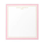 Elegant Pink Gold Personalized Notepad at Zazzle