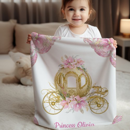 Elegant Pink Gold Princess Baby Blanket