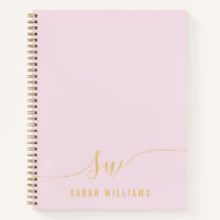 Elegant Pink Gold Script Initial Monogram