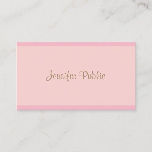 Elegant Pink Gold Script Modern Template Trendy Business Card