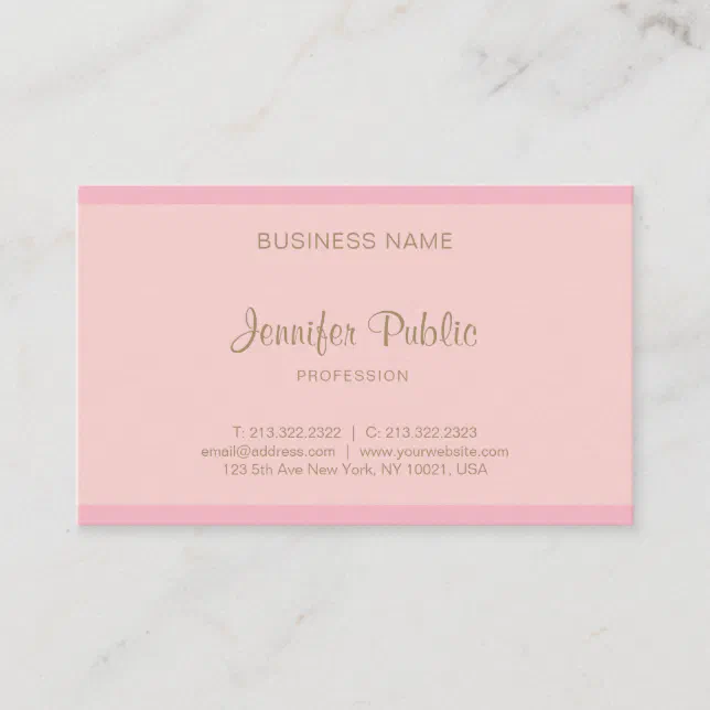 Elegant Pink Gold Script Modern Trendy Template Business Card | Zazzle