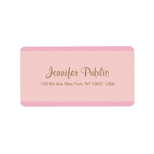 Elegant Pink Gold Script Trendy Template Address Label