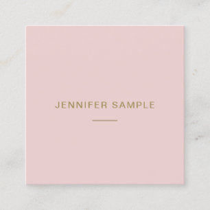 Elegant Pink Gold Text Modern Minimalist Template Square Business Card
