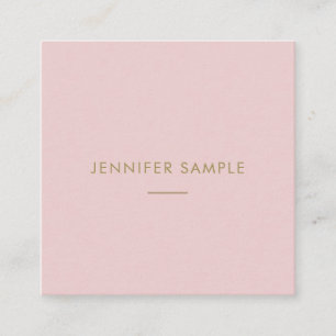 Elegant Pink Gold Text Modern Simple Design Plain Square Business Card