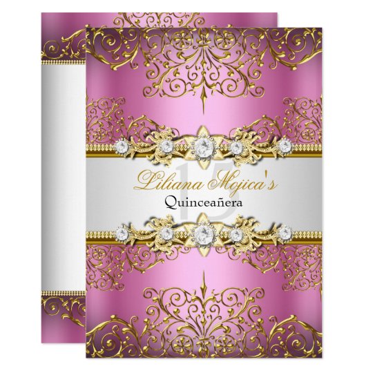 Quinceanera Invitations Pink And Gold 9
