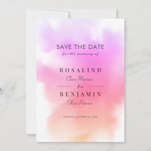 Elegant Pink Gold Watercolor Abstract Wedding Save The Date