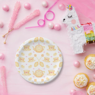 Elegant Pink & Gold Watercolour Tea Party Paper Plates