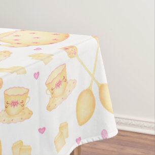Elegant Pink & Gold Watercolour Tea Party Tablecloth