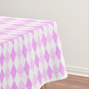 Elegant Pink Golf Argyle Diamonds Pattern Tablecloth