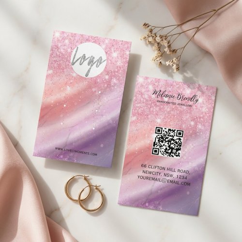 Elegant Pink Gradient Jewelry Card for Earrings