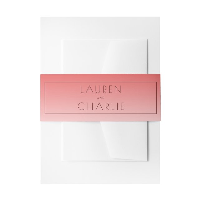Elegant Pink Gradient Names Invitation Belly Band (Front Example)