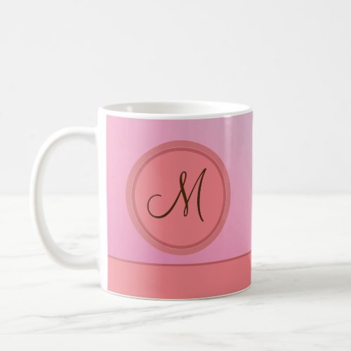 Elegant Pink Gradient Trendy Modern Monogram Coffee Mug