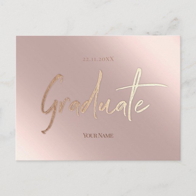 Elegant Pink Graduate Invitation Postcards (Front)