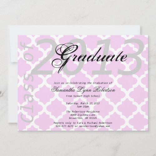 Elegant Pink Graduation AnnoucementInvitation Invitation