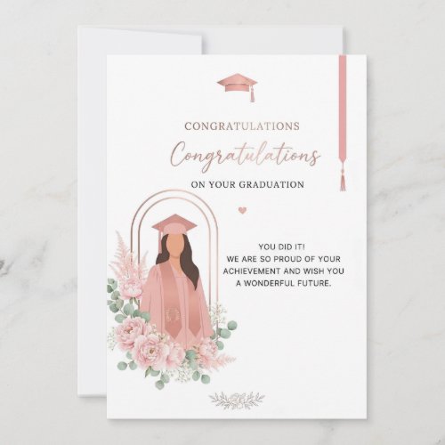 Elegant Pink Graduation Card | Congratulations