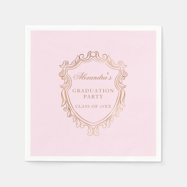 Elegant Pink Graduation Party Napkins (Front)