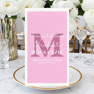 Elegant Pink Graduation Party Paper Guest Towels