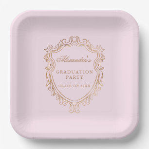 Elegant Pink Graduation Party Paper Plates