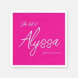 Elegant Pink Graduation Party She did it Napkins