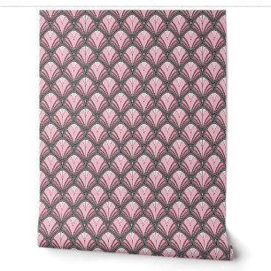 Elegant Pink Gray Art Deco Peel and Stick Wallpaper