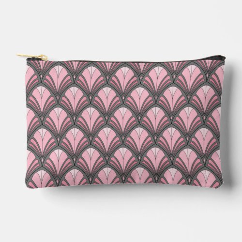 Elegant Pink Gray Art Deco Vintage Pattern Accessory Pouch