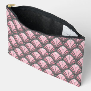 Elegant Pink Gray Art Deco Vintage Pattern Accessory Pouch